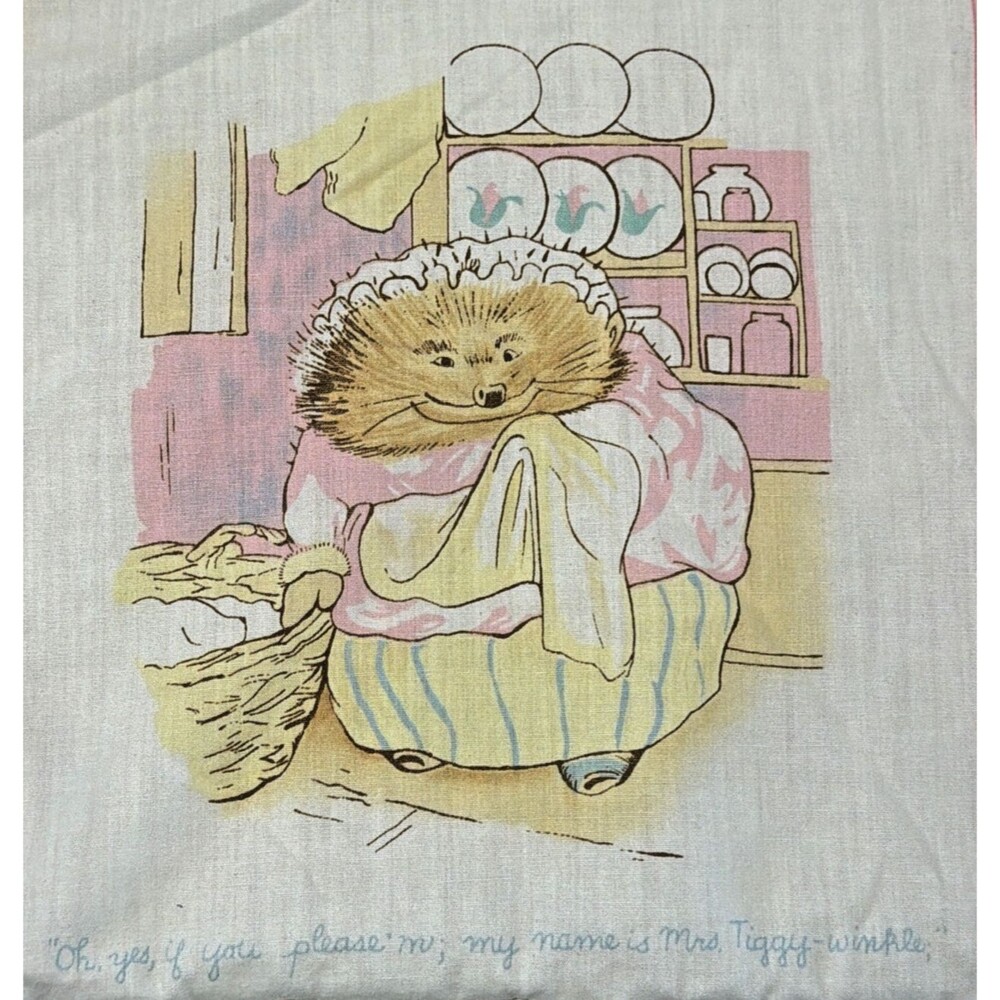 Vtg Peter Rabbit Baby Crib Blanket FREDERICK WARNE quilt pink COTTON panel B Pot - Picture 7 of 9